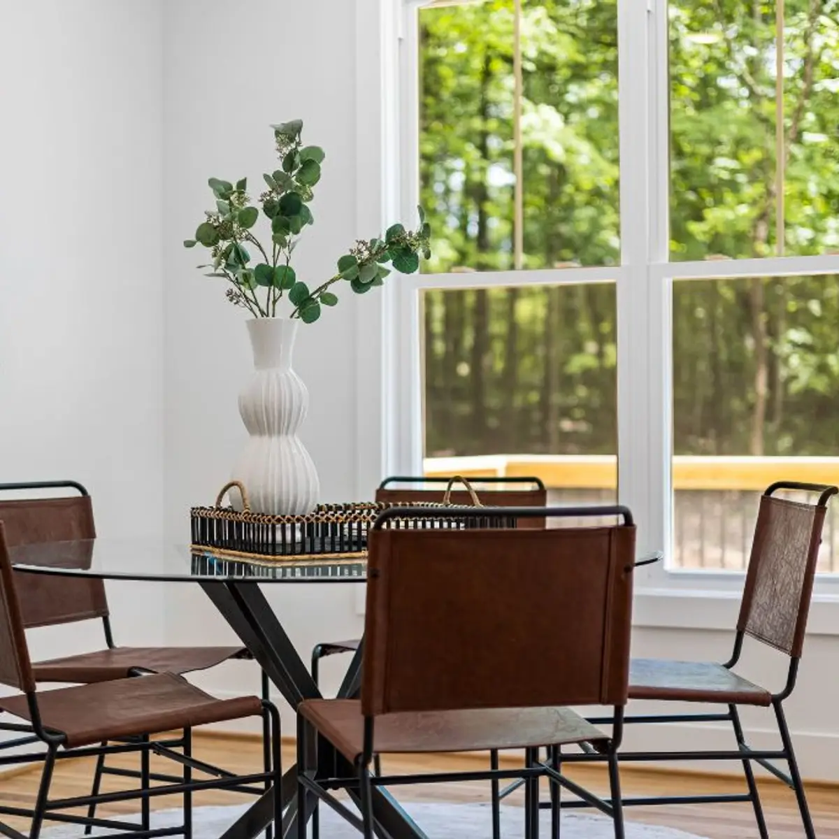 beige modern minimalist dining room with dining — real Indian home