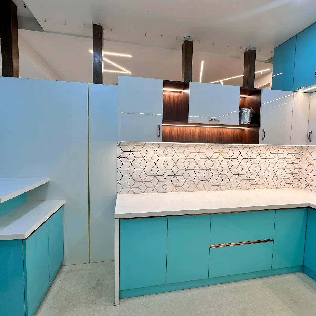 bold colour boho kitchen with shutter — real Indian home