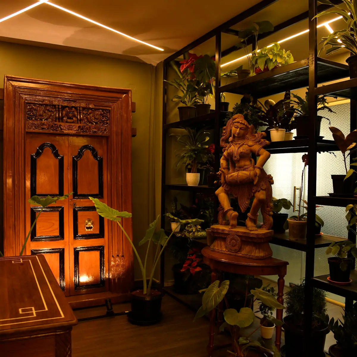 earthy traditional entrance foyer with main — real Indian home