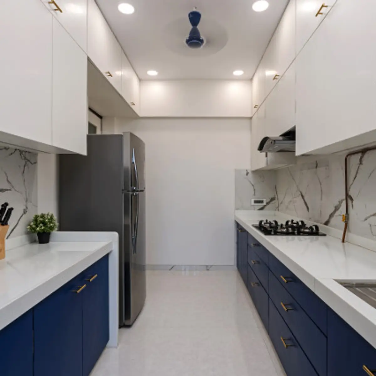 bold colour modern indian kitchen with layout — real Indian home