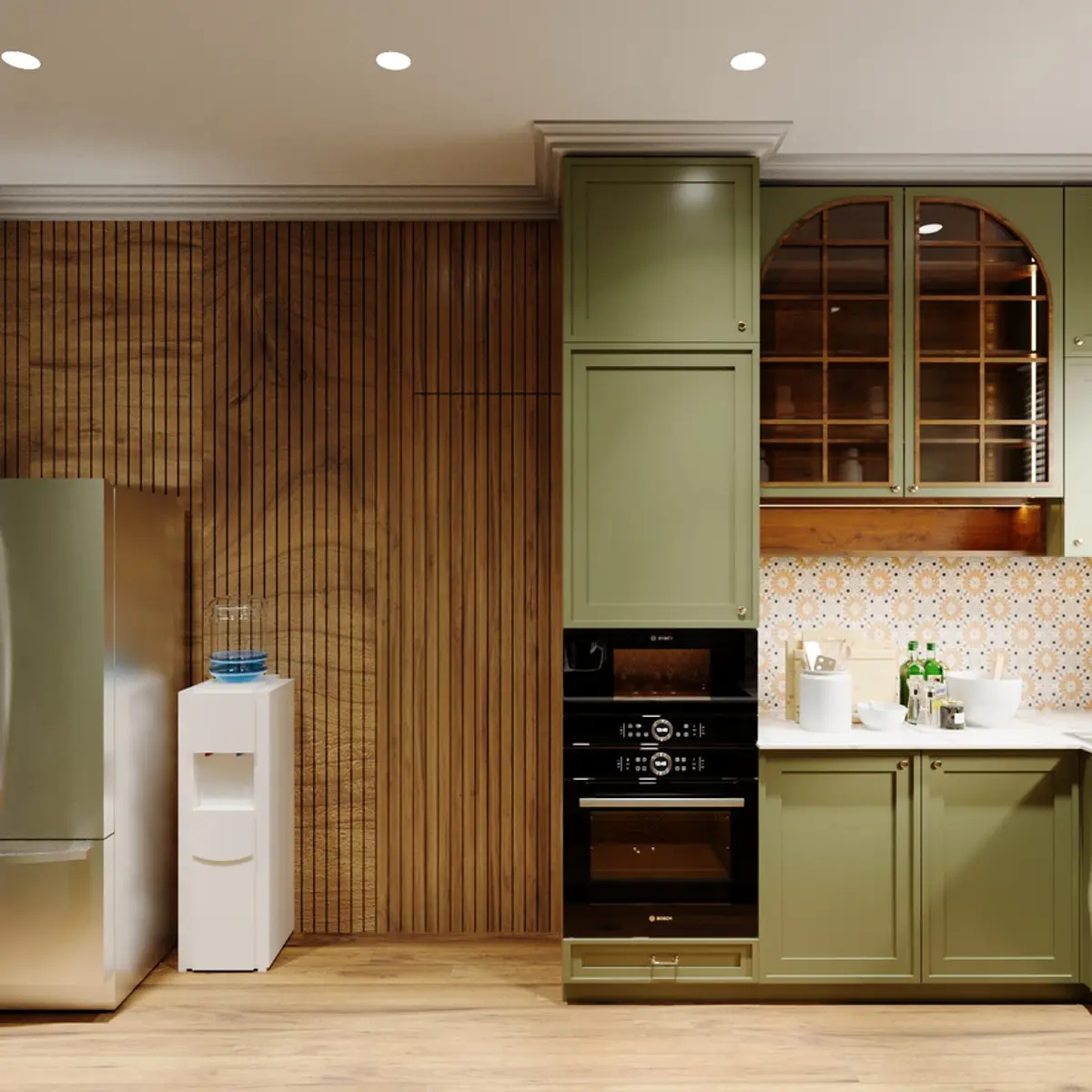 earthy traditional kitchen with panelling — real Indian home