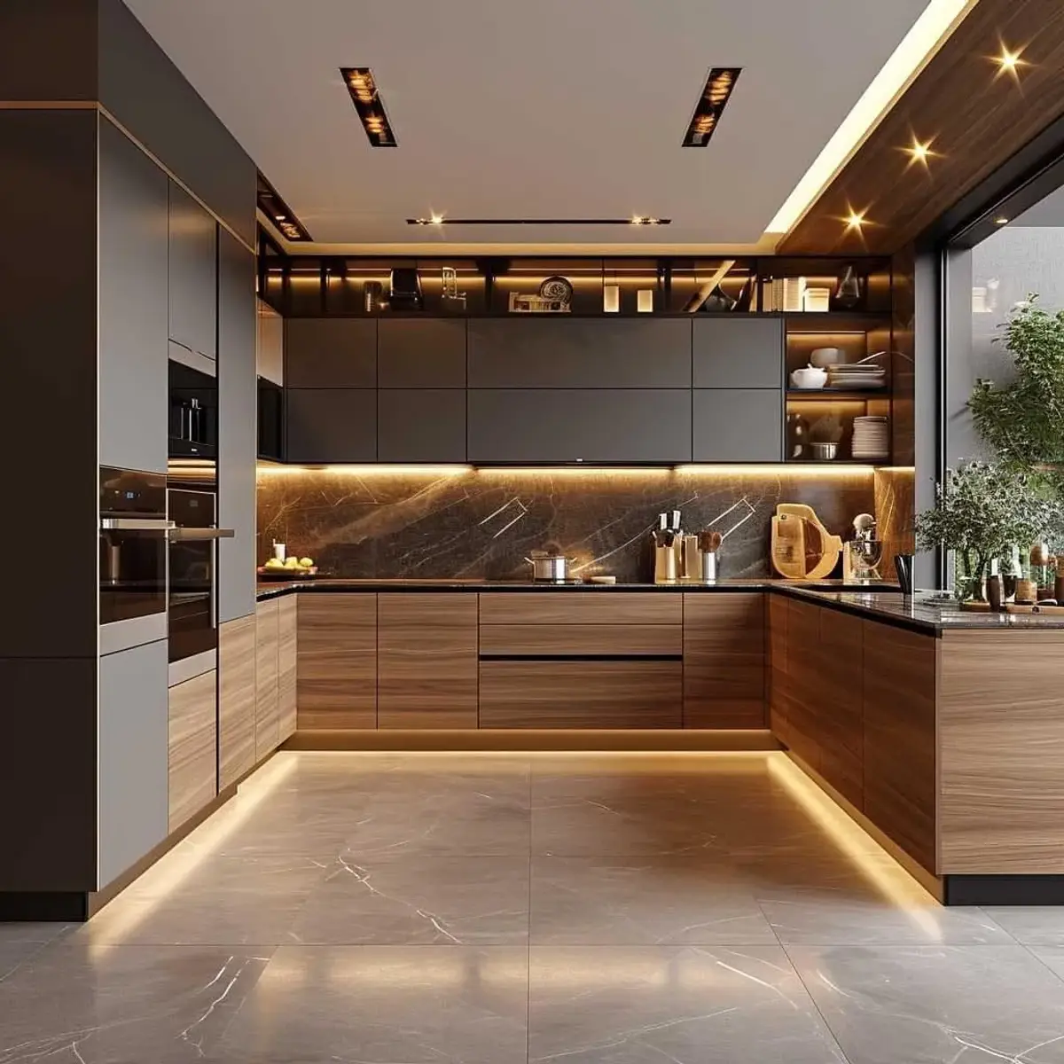 beige modern minimalist kitchen with layout — real Indian home