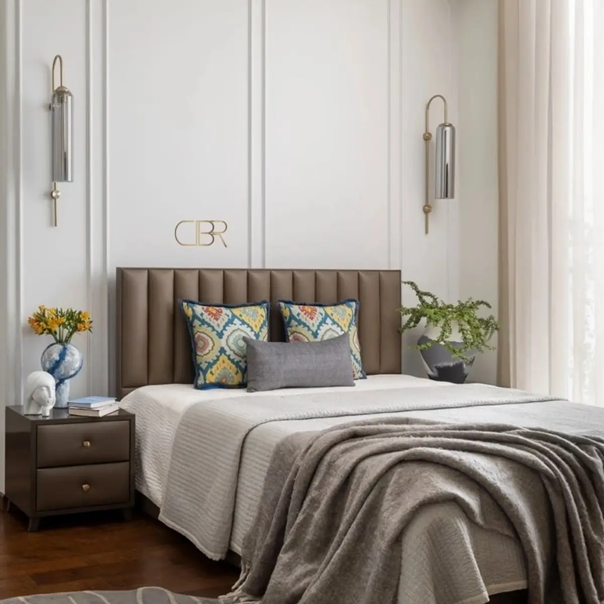 beige traditional master bedroom with panelling — real Indian home