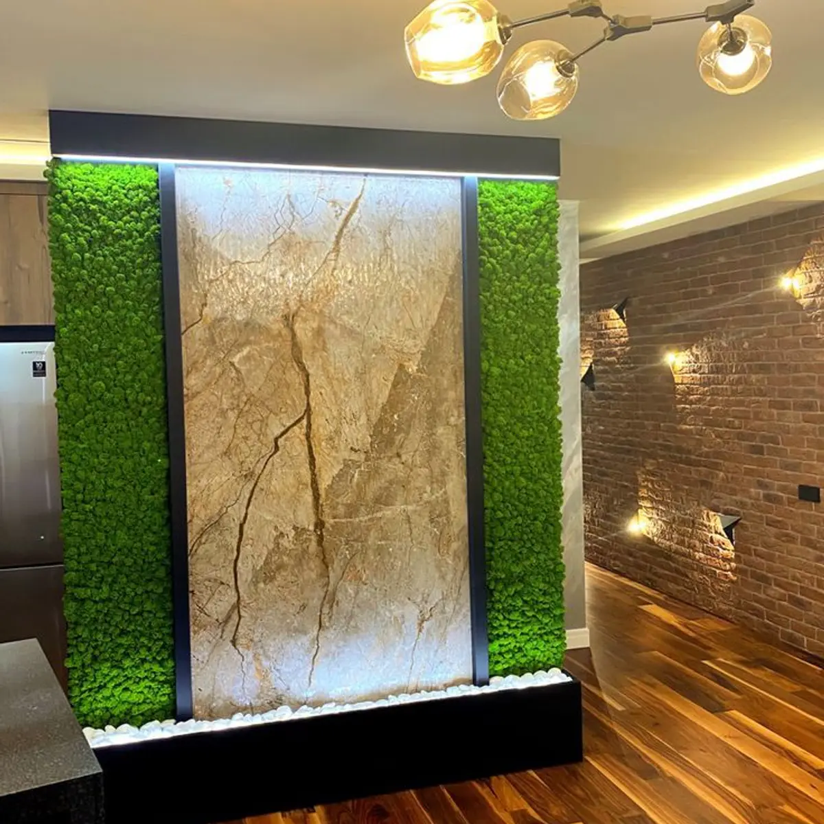 earthy industrial entrance foyer with cladding — real Indian home