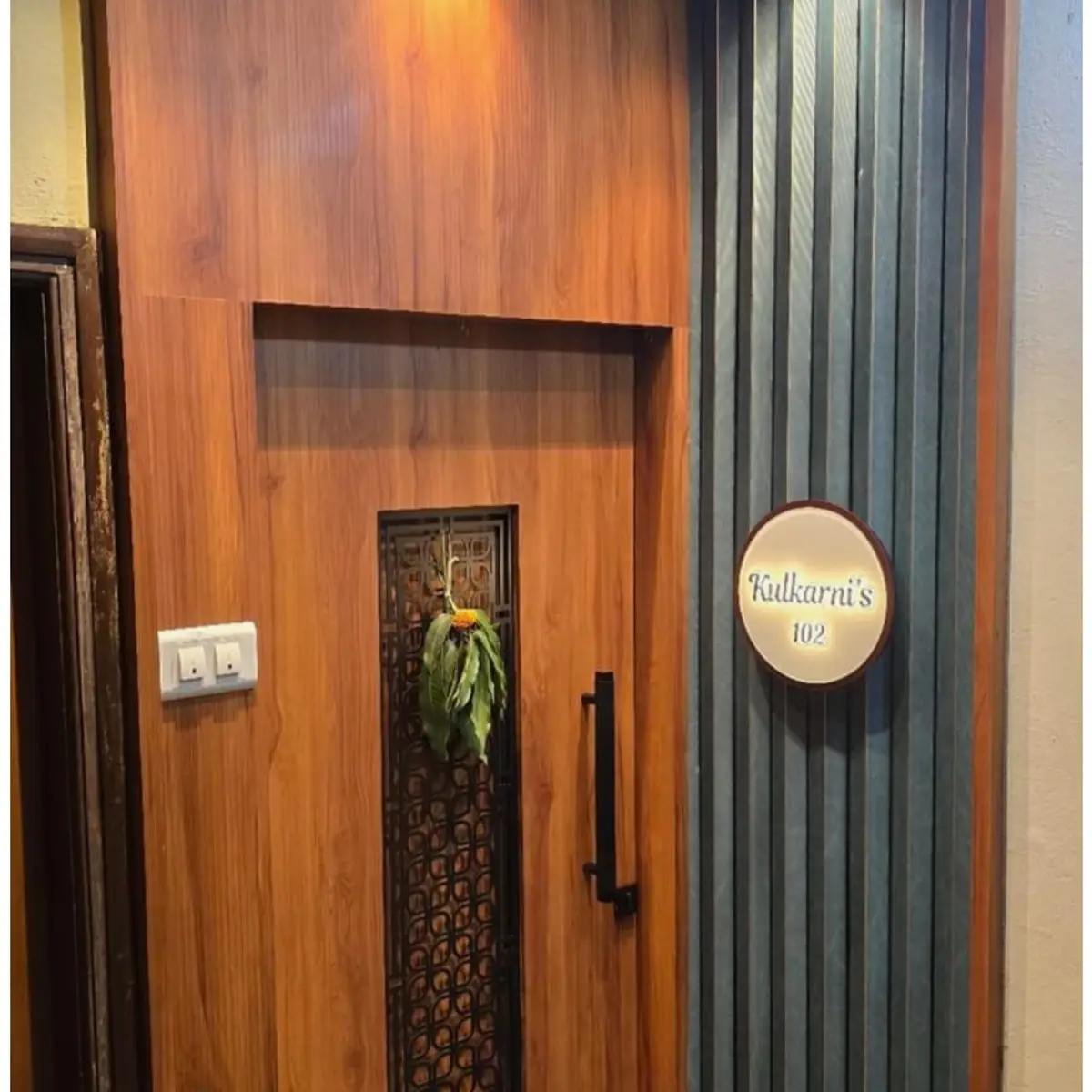 beige modern indian entrance foyer with main — real Indian home