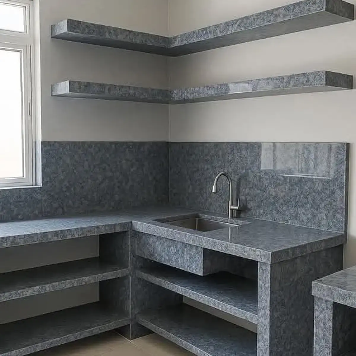 grey kitchen with layout — real Indian home