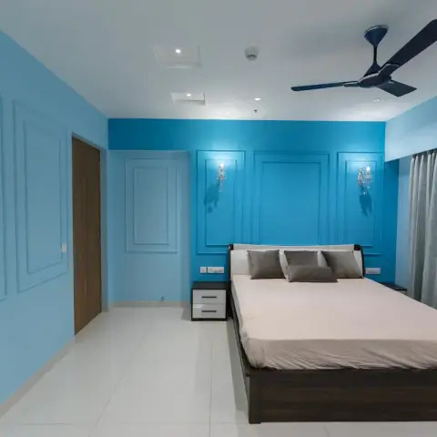 bold colour modern indian master bedroom with paint — real Indian home