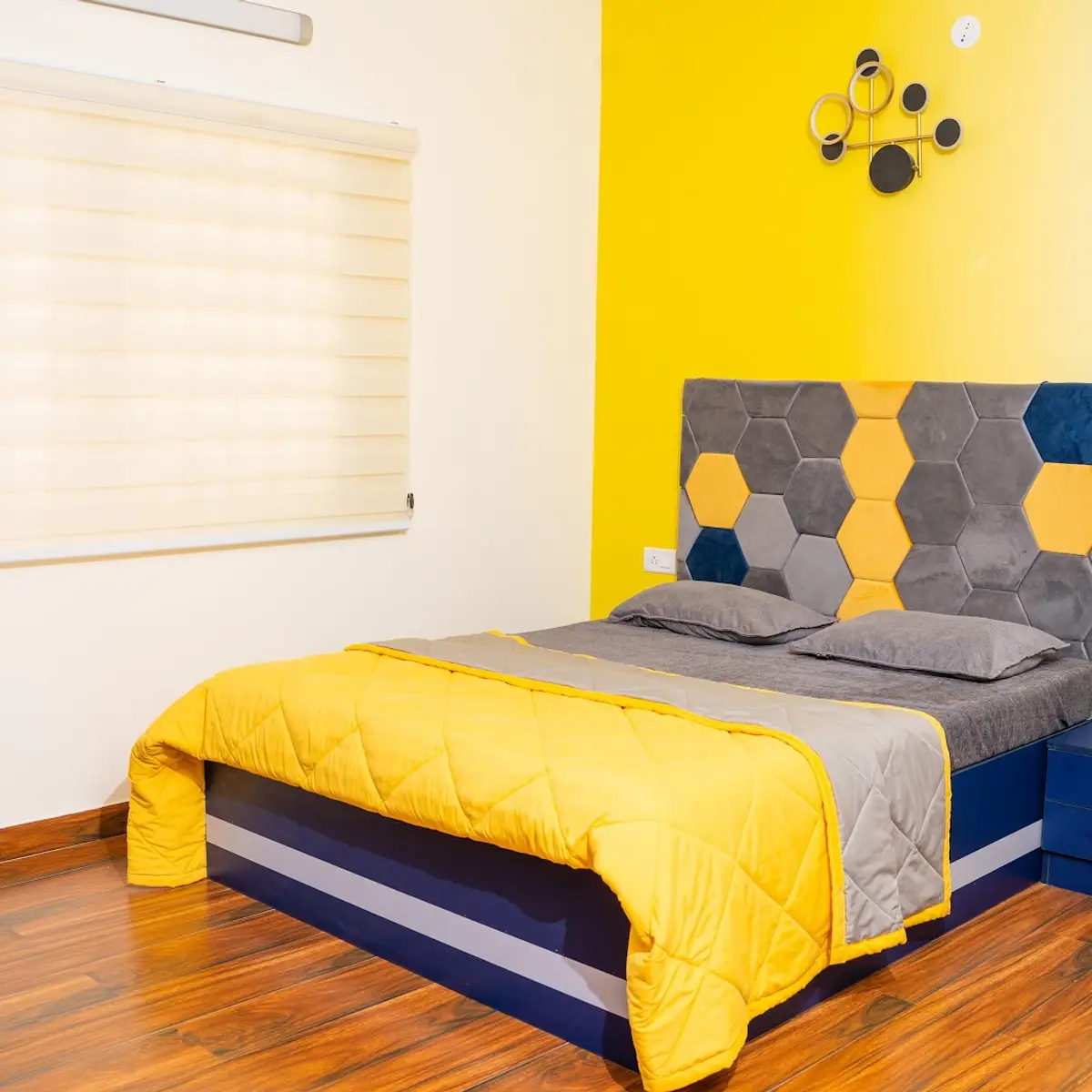 bold colour kids bedroom with paint — real Indian home
