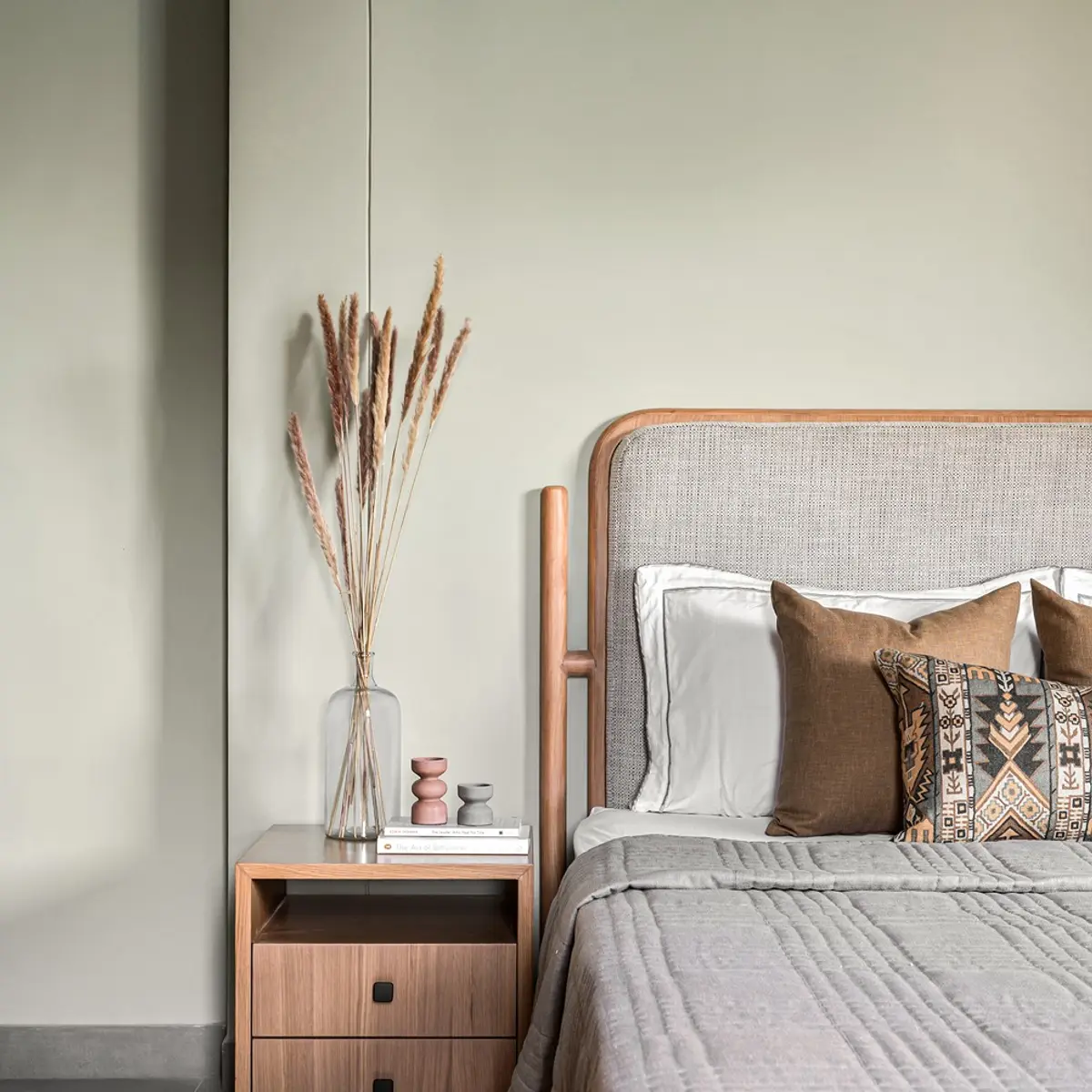 earthy boho master bedroom with paint — real Indian home