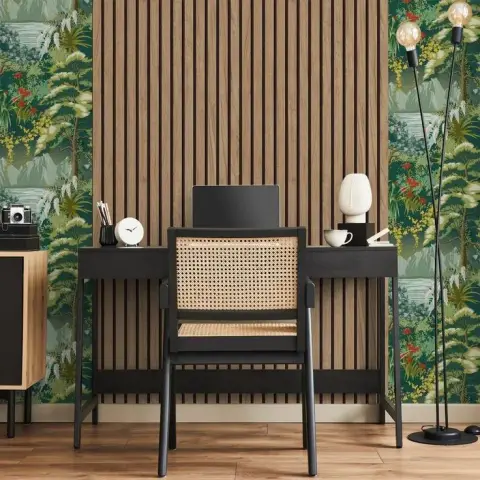 earthy mid century study room with panelling — real Indian home