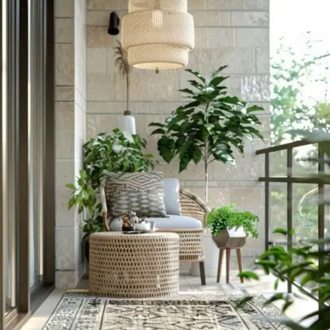 earthy boho balcony with balcony — real Indian home