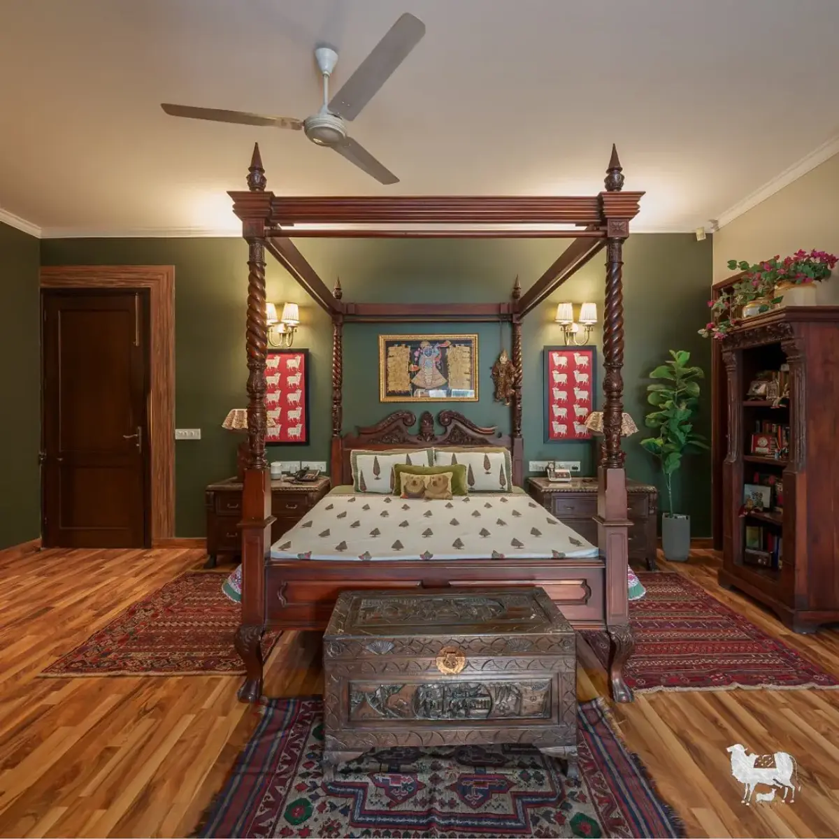 earthy traditional master bedroom with paint — real Indian home