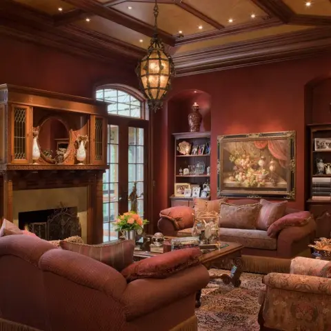 jewel tone traditional living room with pendant — real Indian home