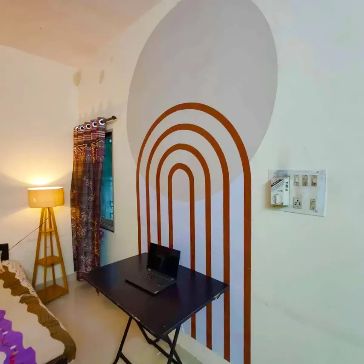 earthy master bedroom with paint — real Indian home