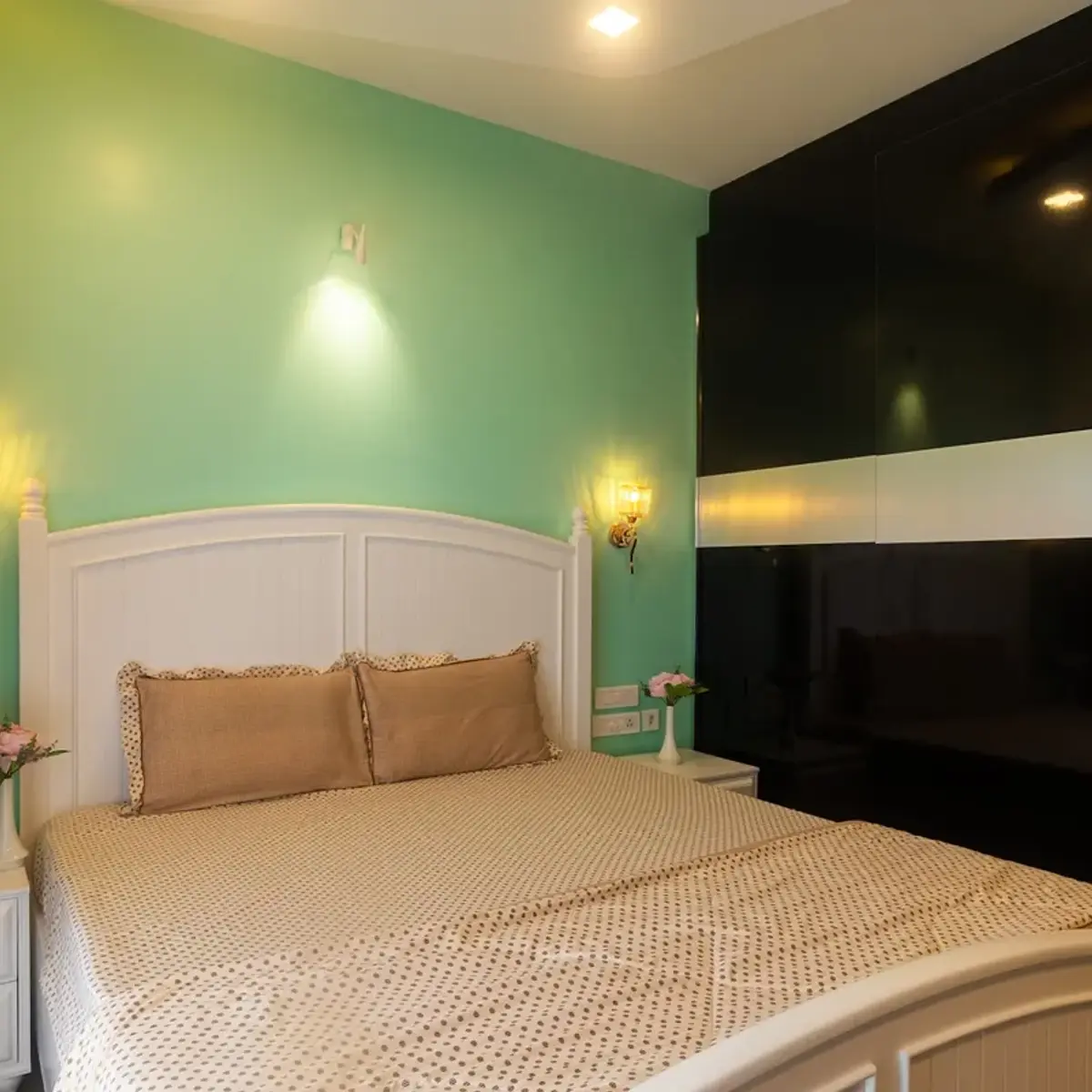 pastel traditional master bedroom with wardrobe — real Indian home