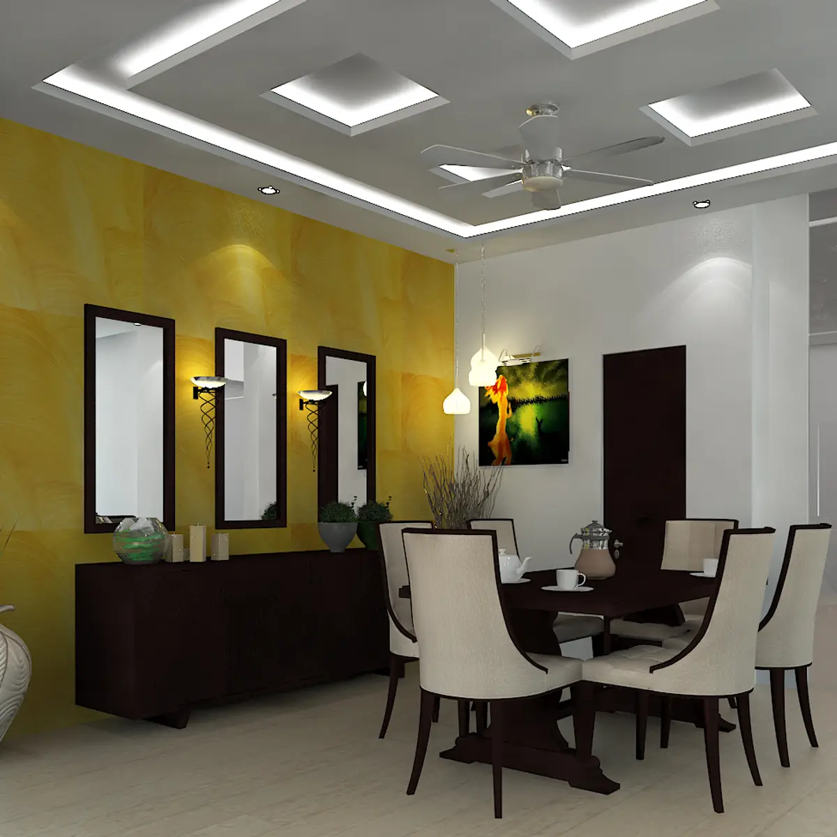 bold colour modern indian dining room with texture — real Indian home