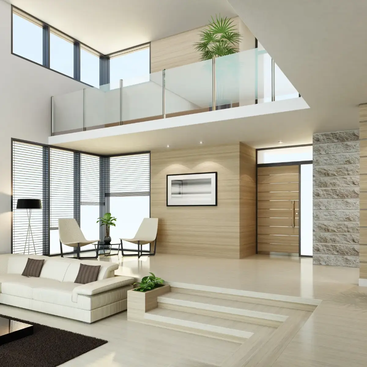 beige modern minimalist entrance foyer with main — real Indian home