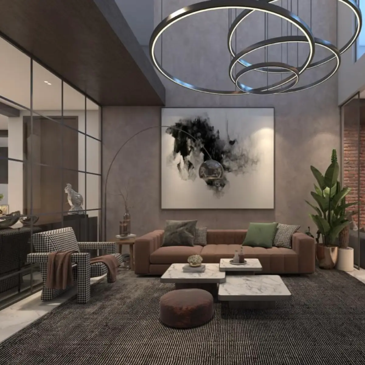 earthy luxury living room with texture — real Indian home