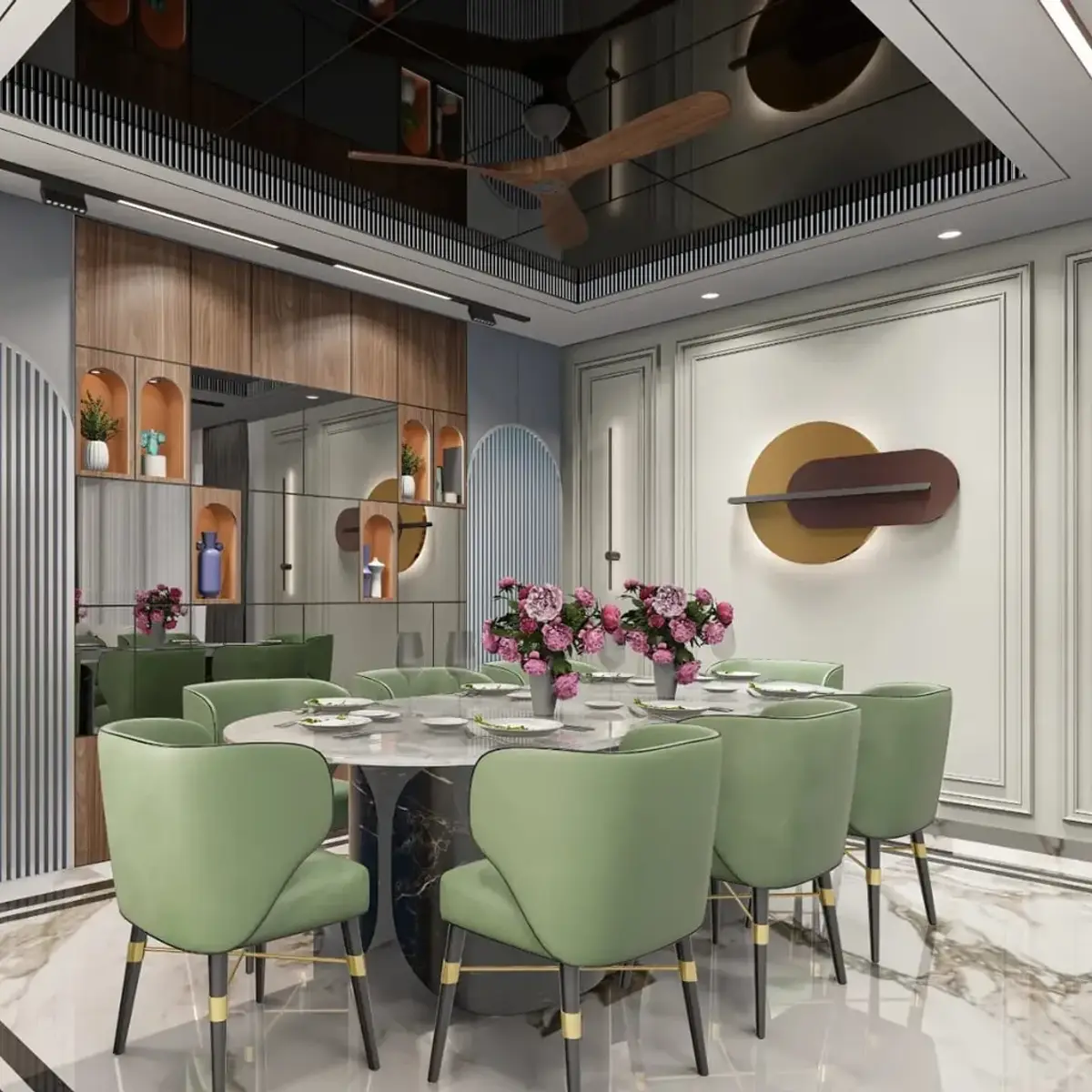 pastel modern indian dining room with dining — real Indian home