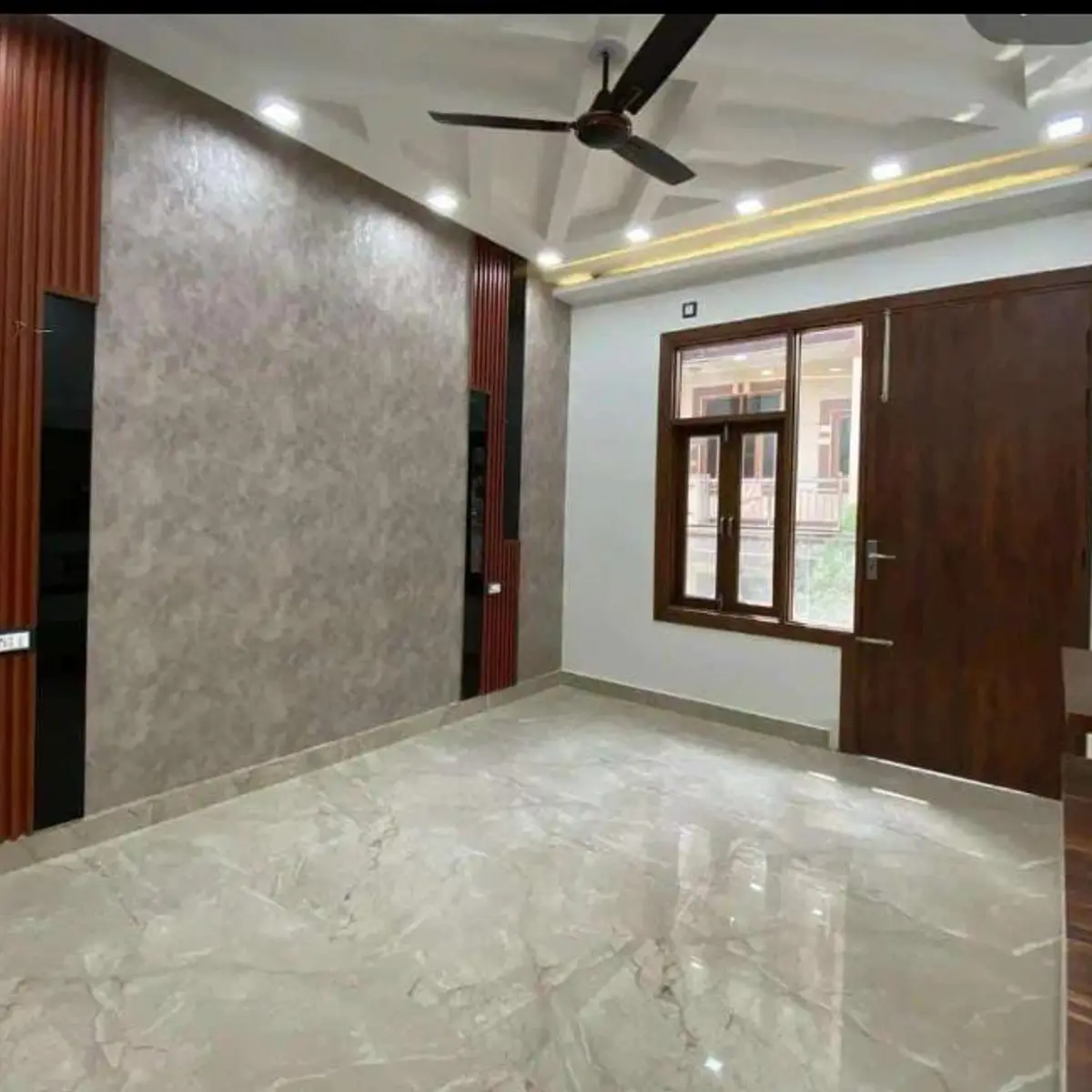 earthy modern indian entrance foyer with texture — real Indian home