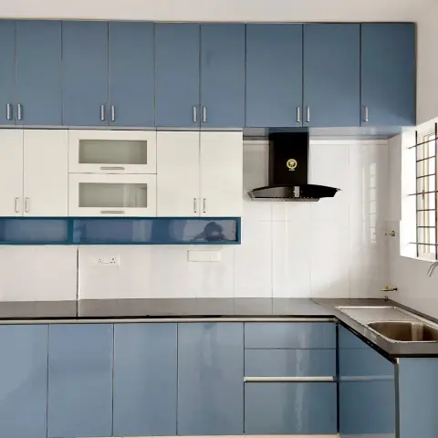 grey kitchen with layout — real Indian home