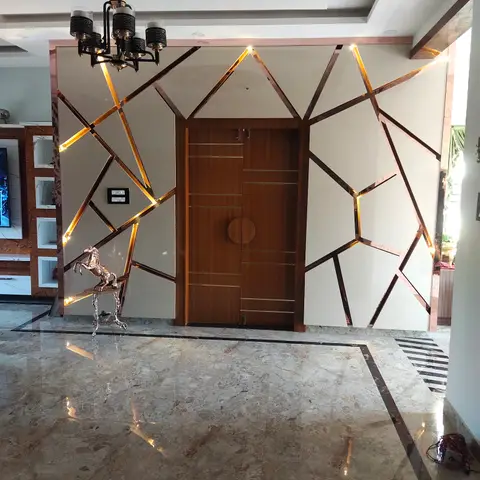 beige luxury entrance foyer with main — real Indian home