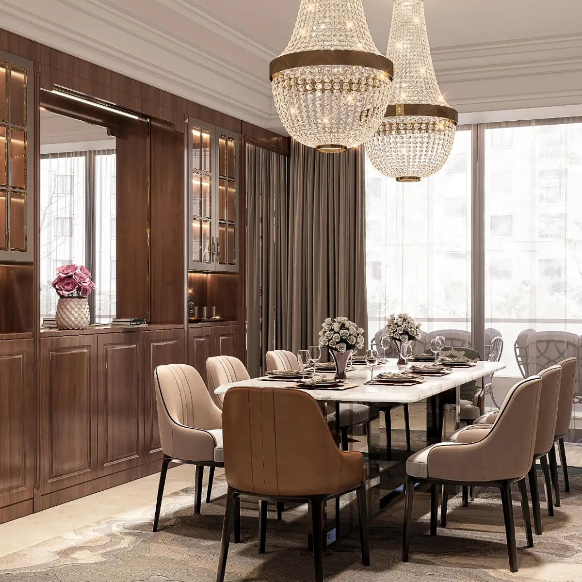 jewel tone luxury dining room with accent — real Indian home