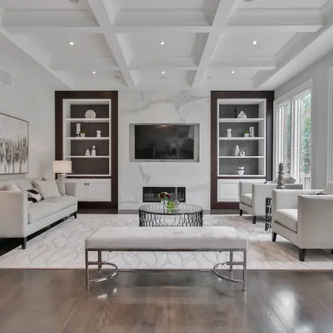 grey traditional living room with cladding — real Indian home