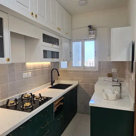 jewel tone traditional kitchen with layout — real Indian home