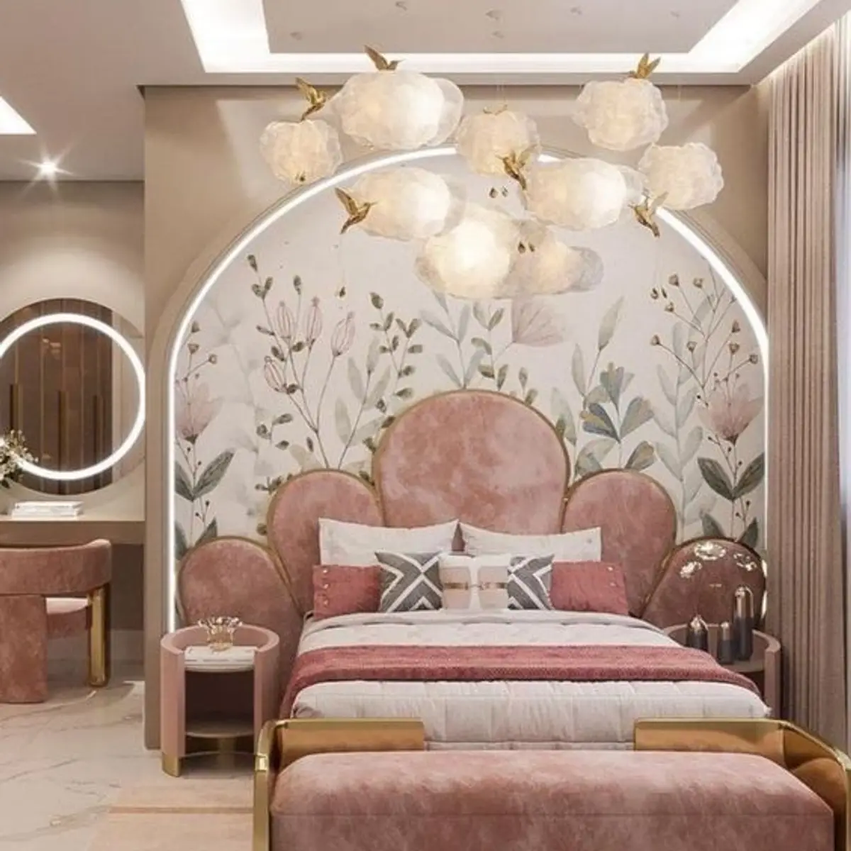 pastel boho kids bedroom with wallpaper — real Indian home