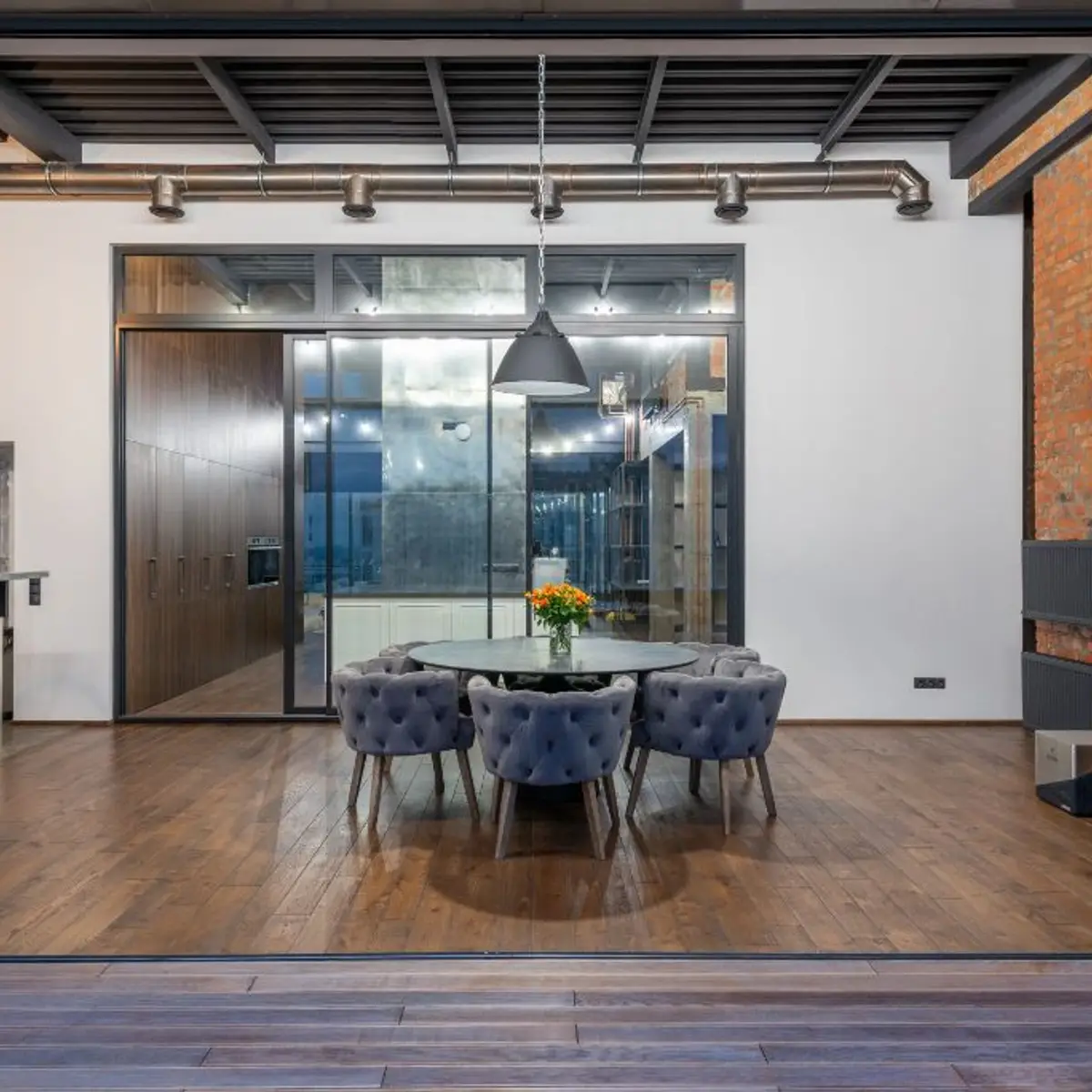 earthy industrial dining room with wood — real Indian home
