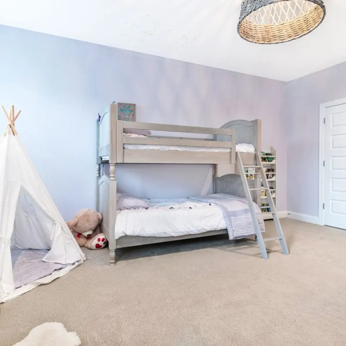 pastel boho kids bedroom with pendant — real Indian home