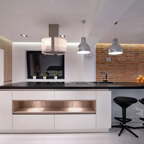 earthy industrial kitchen with layout — real Indian home