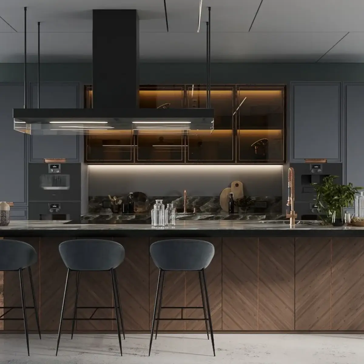 jewel tone modern minimalist kitchen with layout — real Indian home