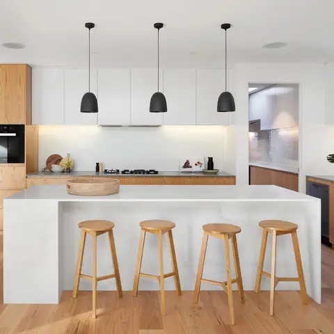 beige scandinavian kitchen with layout — real Indian home