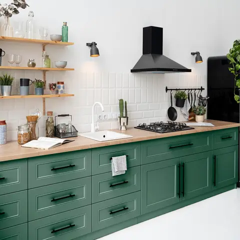 earthy traditional kitchen with shutter — real Indian home