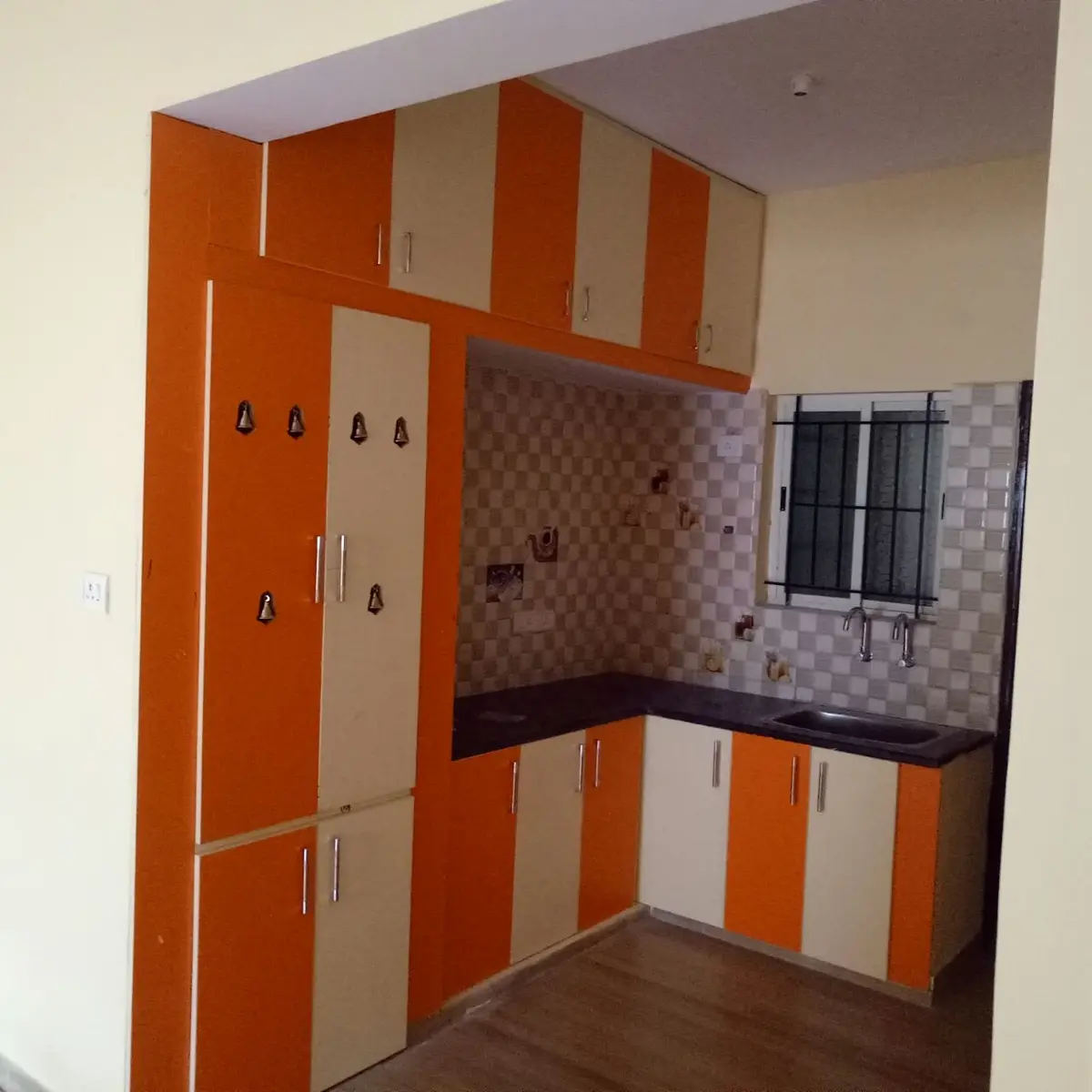 bold colour kitchen with layout — real Indian home