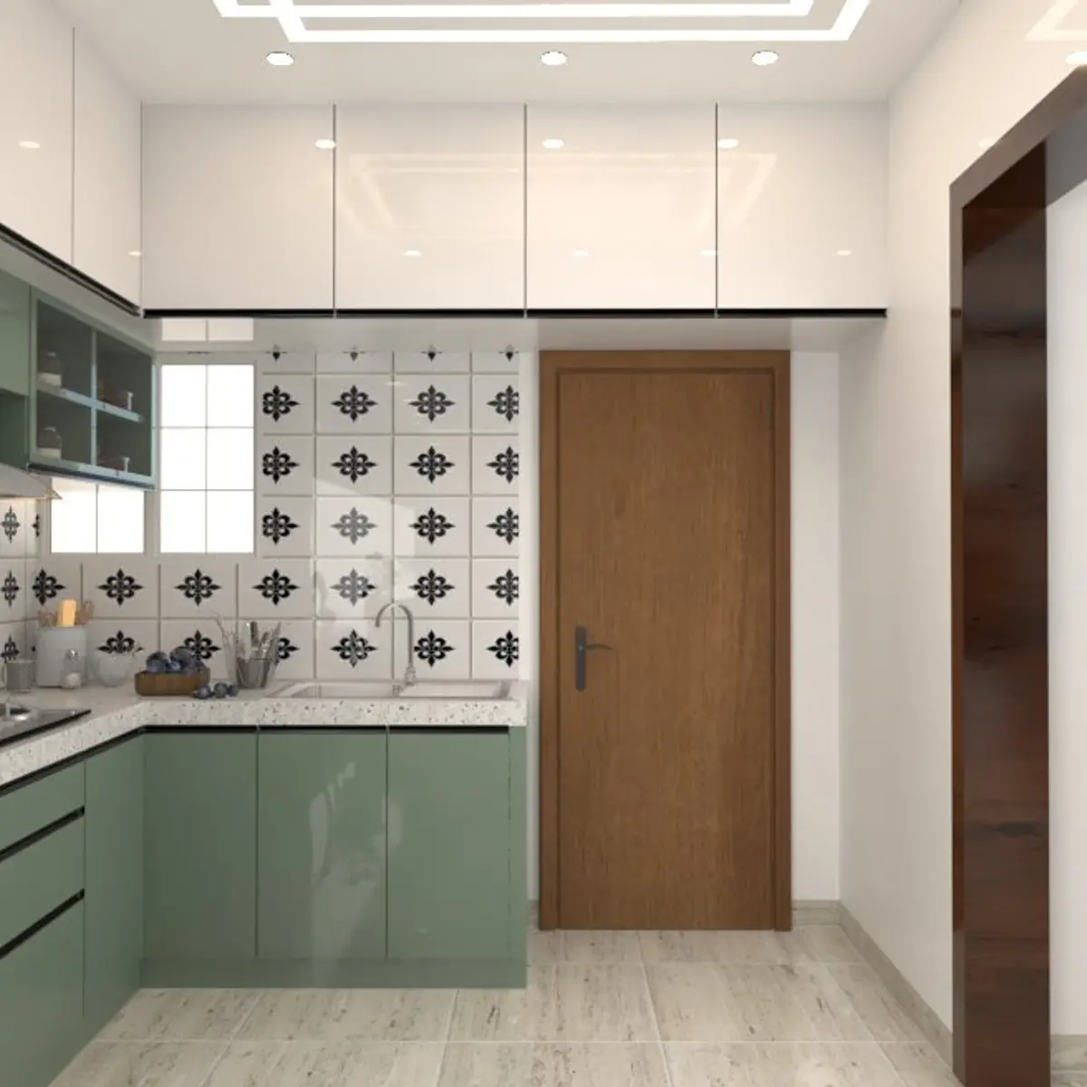 pastel boho kitchen with layout — real Indian home