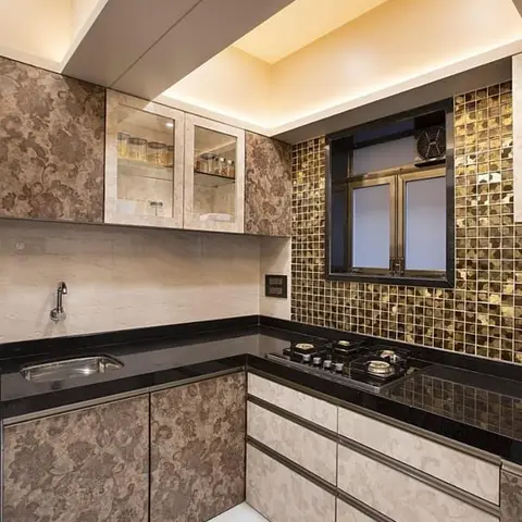 jewel tone luxury kitchen with layout — real Indian home