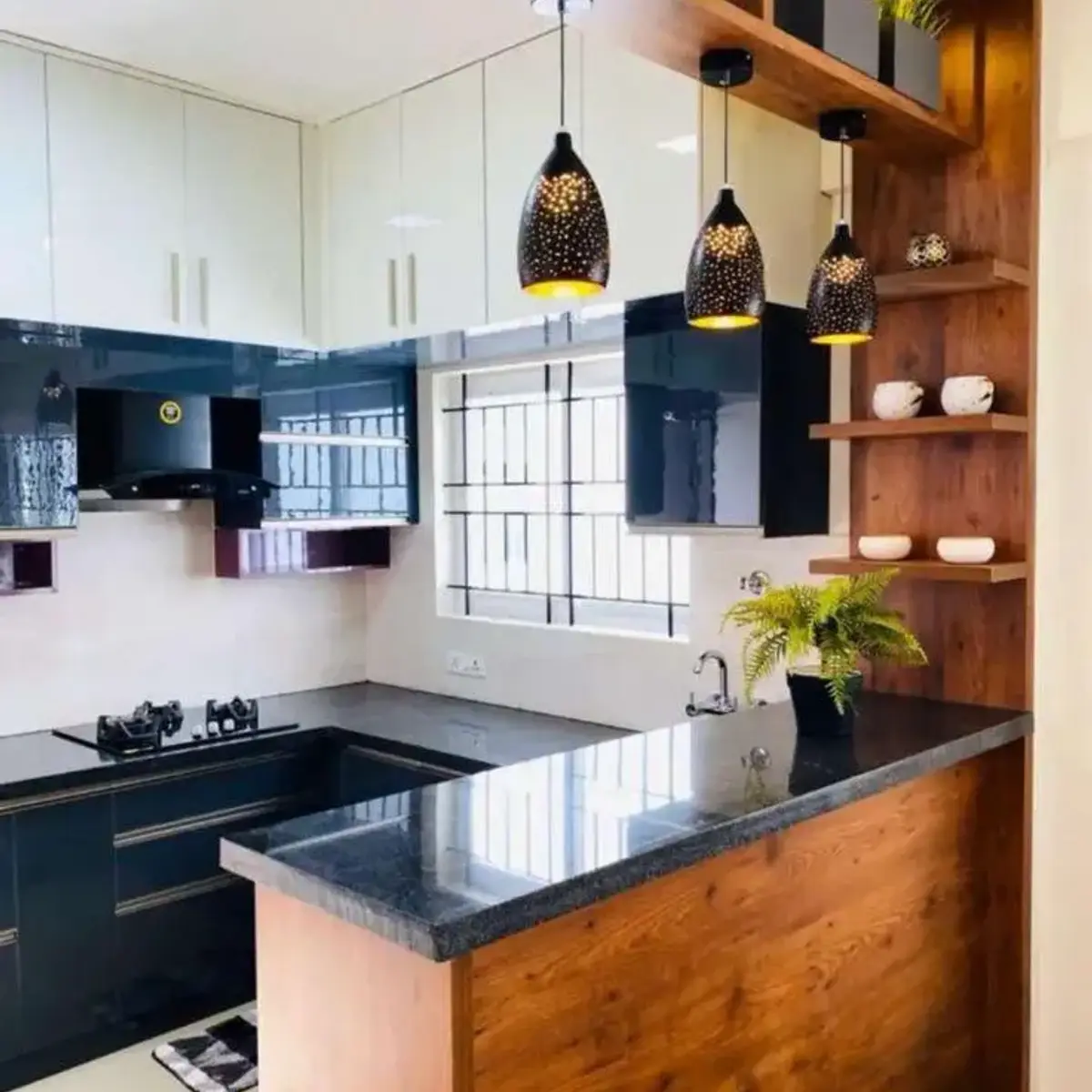 earthy modern indian kitchen with layout — real Indian home