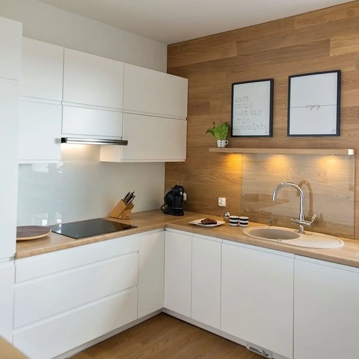 beige scandinavian kitchen with shutter — real Indian home