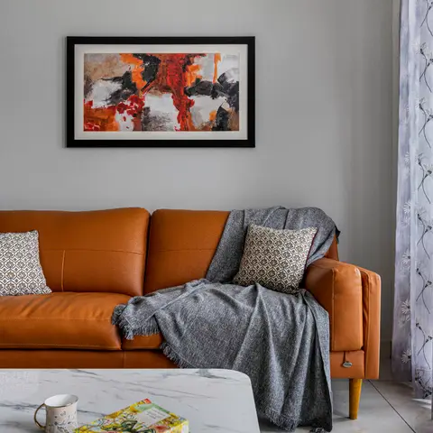 earthy mid century living room with seating — real Indian home