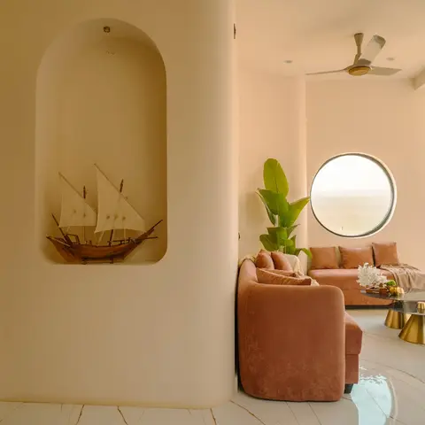 earthy boho living room with accessories — real Indian home