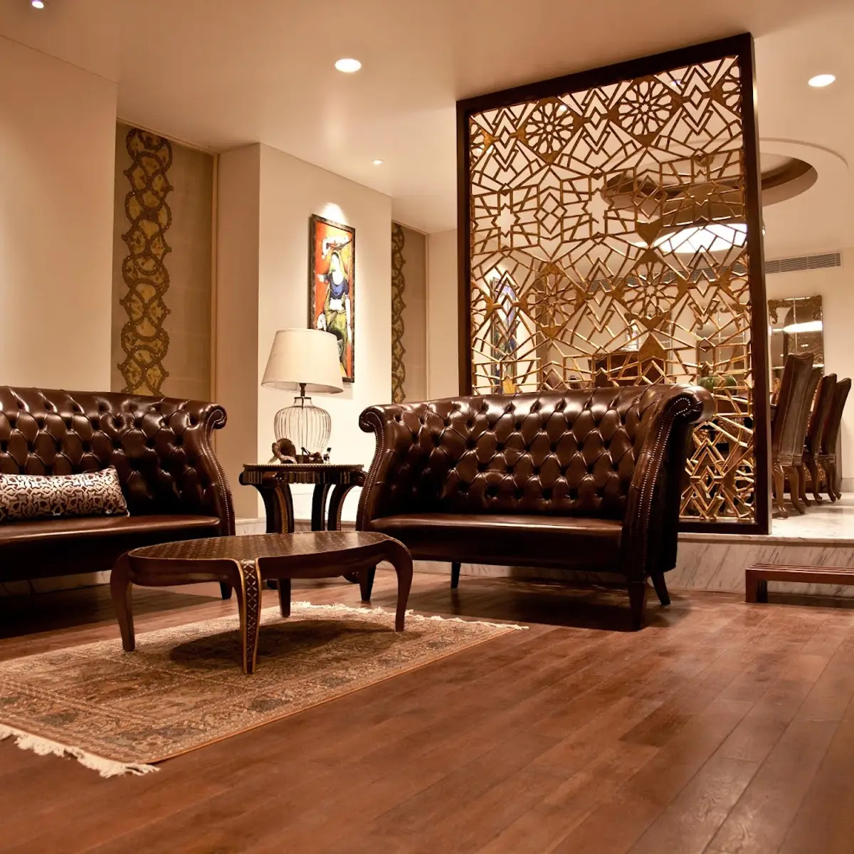 earthy traditional living room with seating — real Indian home