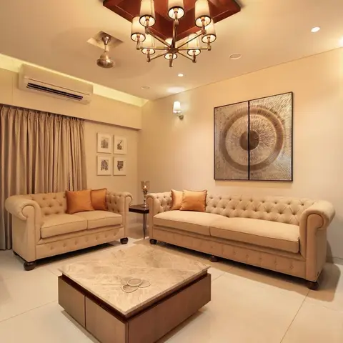 beige traditional living room with pop — real Indian home