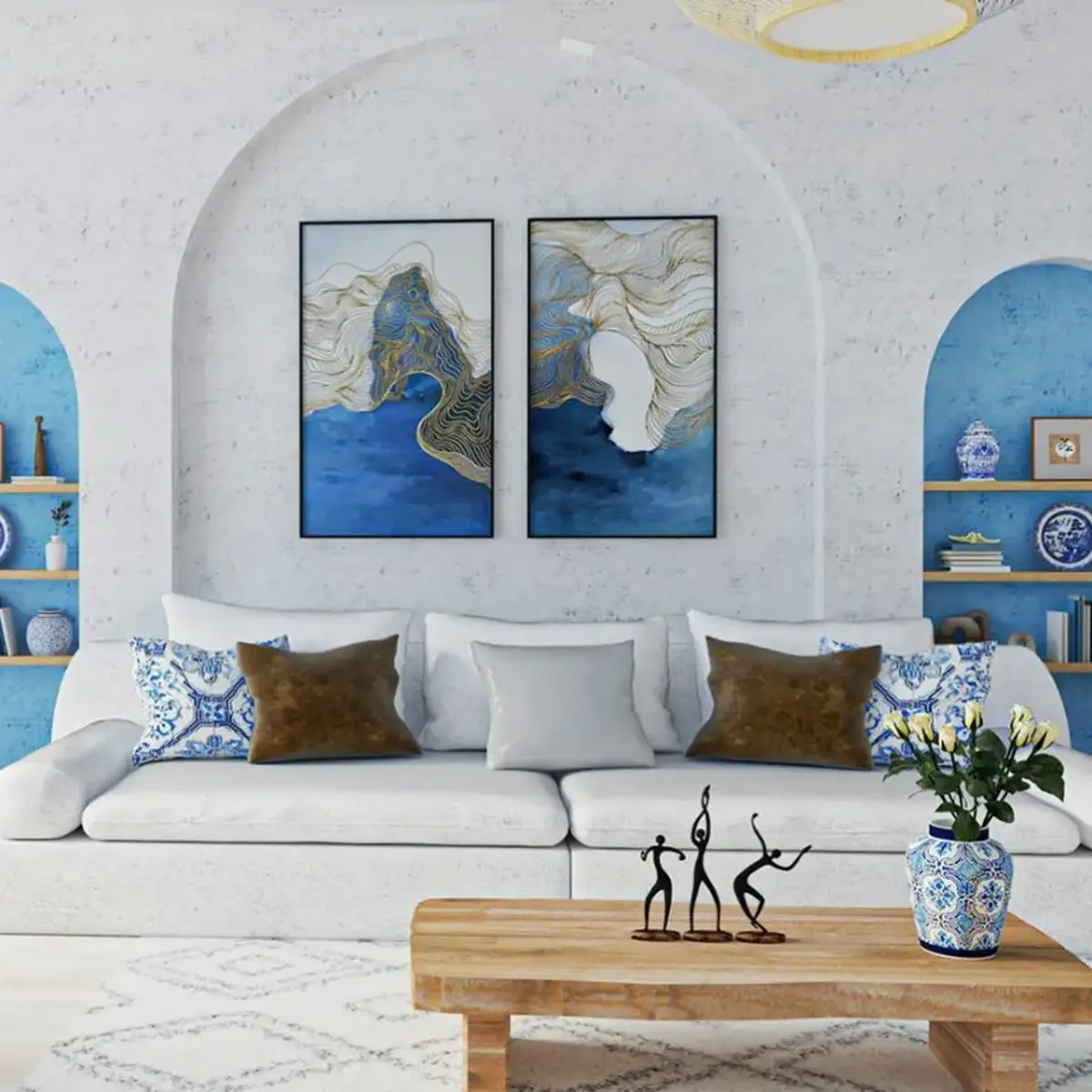 bold colour boho living room with texture — real Indian home