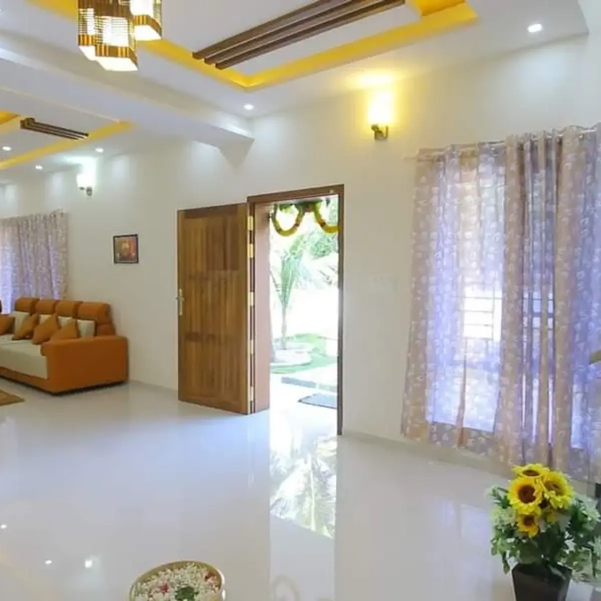 bold colour modern indian living room with pop — real Indian home