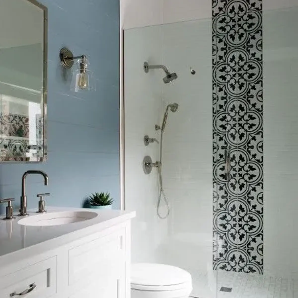 grey traditional bathroom with vanity — real Indian home