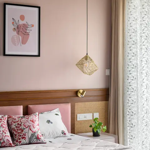 pastel boho master bedroom with paint — real Indian home