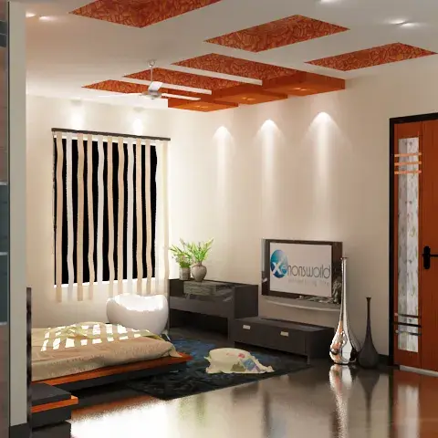 bold colour modern indian master bedroom with pop — real Indian home